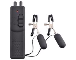 Fetish - vibračné svorky na bradavky (čierne)