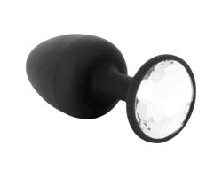 Geisha Diamond Plug L - čierny s bielym kameňom