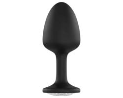Geisha Plug Diamant M - biely kameň, čierny anál plug