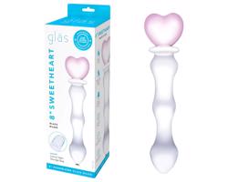 GLAS - sklenené dildo so srdiečkom (priehľadné)