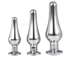 Gleaming Love - análna sada špičkových plugov - strieborná (3-dielna)