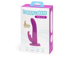 Happyrabbit Strap-On - zajačikový vibračný pásik (fialový)