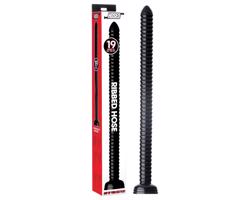 HOSED Ryhovaný 19 - čierne anál dildo s prísavkou