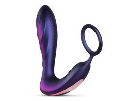 Hueman Čierna Diera - rádiový análny vibrátor s erekčným krúžkom (fialový)