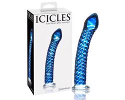 Icicles No. 29 - špirál, sklenené dildo na penis (modré)