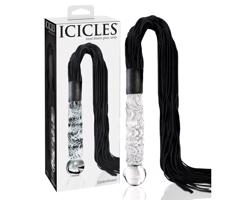 Icicles No. 38 - koža & sklo: korbáč a dildo (transparentné-čierne)
