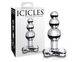 Icicles No. 47 - trojitý perlový sklenený análny kolík (priehľadný)