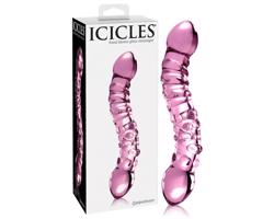Icicles No. 55 - dvojhlavý G-bod sklenený dildo (ružový)