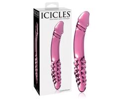 Icicles No. 57 - dvojvrstvové sklený dildo s penisom (ružový)