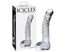 Icicles No. 61 - Guľová sklenená dilda s penisom (priehľadná)