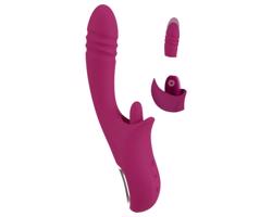 Javida Licking & Thrusting - jazykový a prirážací vibrátor (fialový)