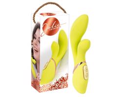 Júlie - vibrátor s klitorálnym ramenom (žltozelený)