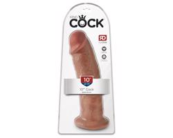 King Cock 10 - veľký prísavný dildo (25cm) - tmavý prírodný tón
