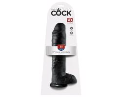 King Cock 11 - čierny 28cm dildo s prísavkou a semenníkmi