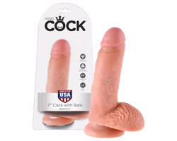 King Cock 7 dildo s semenníkmi (18 cm) – naturálny