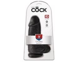 King Cock 9 - čierne, prísavné dildo s varlatami (23 cm)