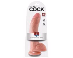 King Cock 9 - veľký s prísavkou, semenníkmi dildo (23 cm) - prírodný