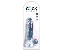 King Cock Clear 7 - priesavkový dildo s vajcami (18cm)
