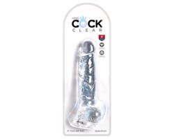 King Cock Clear 8 - prísavkový, s semenníkmi, dildo (20cm)