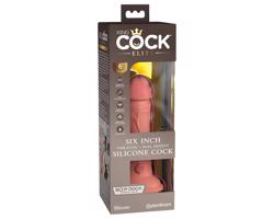 King Cock Elite 6 – prísavkový vibrátor (15 cm) – prírodný