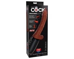 King Cock Plus 7,5 - hrejivý vibrujúci stimulátor (hnedá)