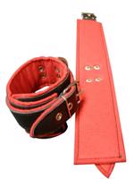 Kožené putá na nohy BlackRed + darček retiazky navyše