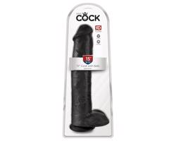 Král Cock 15 - čierne dildo s prísavkou, semenníky (38 cm)