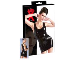 LATEX - bezrukové mini šaty (čierne)