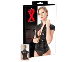 LATEX - dámsky top na zips s krátkym rukávom (čierny)
