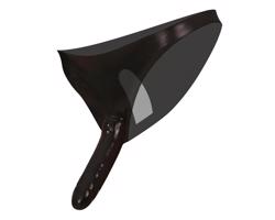 Latex nohavičky s vnútorným a vonkajším dildo - čierne (S-L)