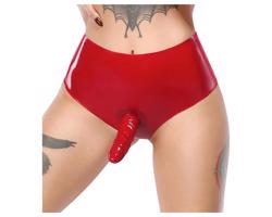 LATEX - realistické dildo so základňou (červené)