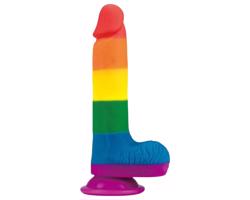 Lovetoy Prider - realistický dúhový dildo s semenníkmi - 20cm