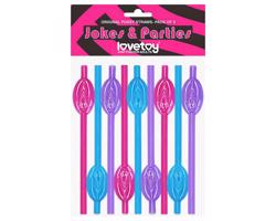 Lovetoy - zábavné slamky s vagínou (ružová-modrá-fialová)