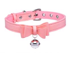 Master Series Zlatá Mačička - obojok s mašľou a zvončekom (ružový)