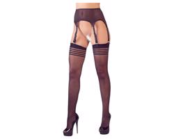 NO:XQSE - pruhované pančuchy s podväzkovým pásom (čierne)