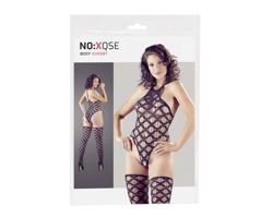 NO:XQSE - Vlnité body a podväzky set - čierna (S-L)