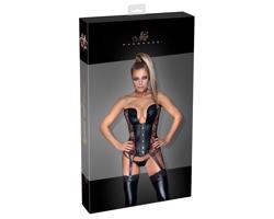 Noir - krajkový korzet s podväzkami (čierny)