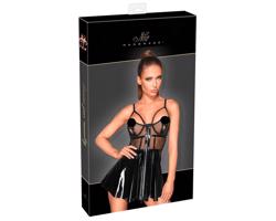 Noir - lakovaná šaty s neťovým detailom (čierne)