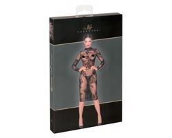 Noir - priesvitné, kvetované, dlhé rukávy šaty (čierne)