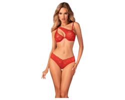 Obsessive Atenica - Krížový pásikový bielizňový set (červený)