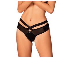 Obsessive Brasica - čierne tangá s pásikmi