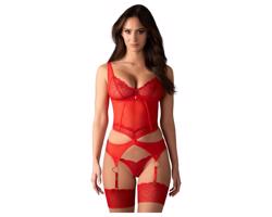 Obsessive Cupide Desir - priehľadná čipkovaná súprava (červená)