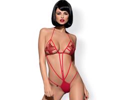 Obsessive Luiza: červené šnúrkové body s tulipánovým vzorom (S/M)