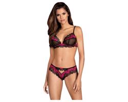 Obsessive Tulia - čipkovaná bielizeň (čierna-ružová)