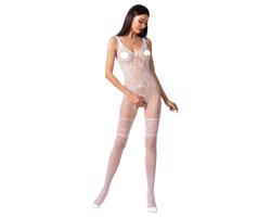 Passion BS069 - ozdobný otvorený sieťovaný overal (biely) - S-L