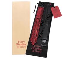 Päťdesiat odtieňov šedej - členkové putá (čierne-červené)