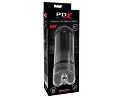PDX Elite Extender Pro - nabíjateľný sací-vibračný umelý vagína (čierna)