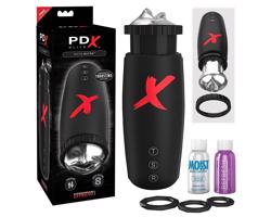 PDX Moto Bator - sanie, hore-dole pohybujúce sa pery masturbátor (čierny)