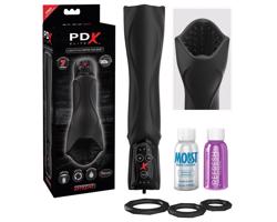 PDX Roto-Teazer - vodeodolný, rotačný, vibračný masturbátor (čierny)