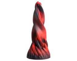 Pekelné bozky - krútený silikónový dildo 19 cm (červený)